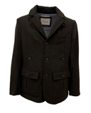 Three-pocket check wool overshirt Blue/Brown