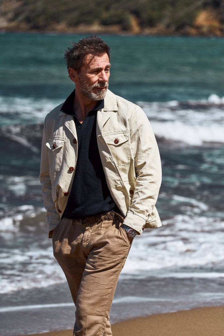 FOUR POCKET JACKET IN COTTON LINEN