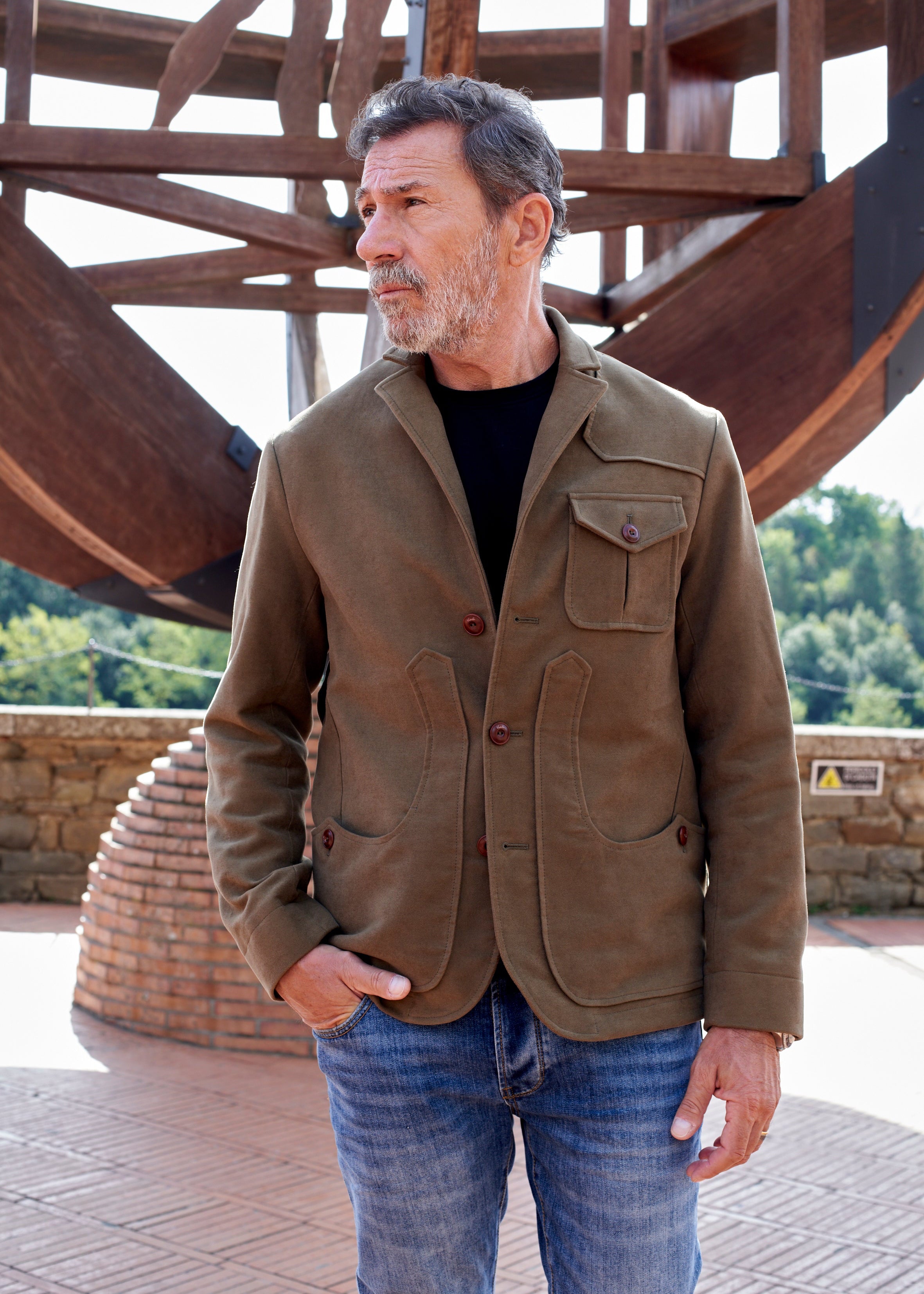 Iconic jacket in moleskin cotton