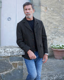 Three-pocket check wool overshirt Blue/Brown