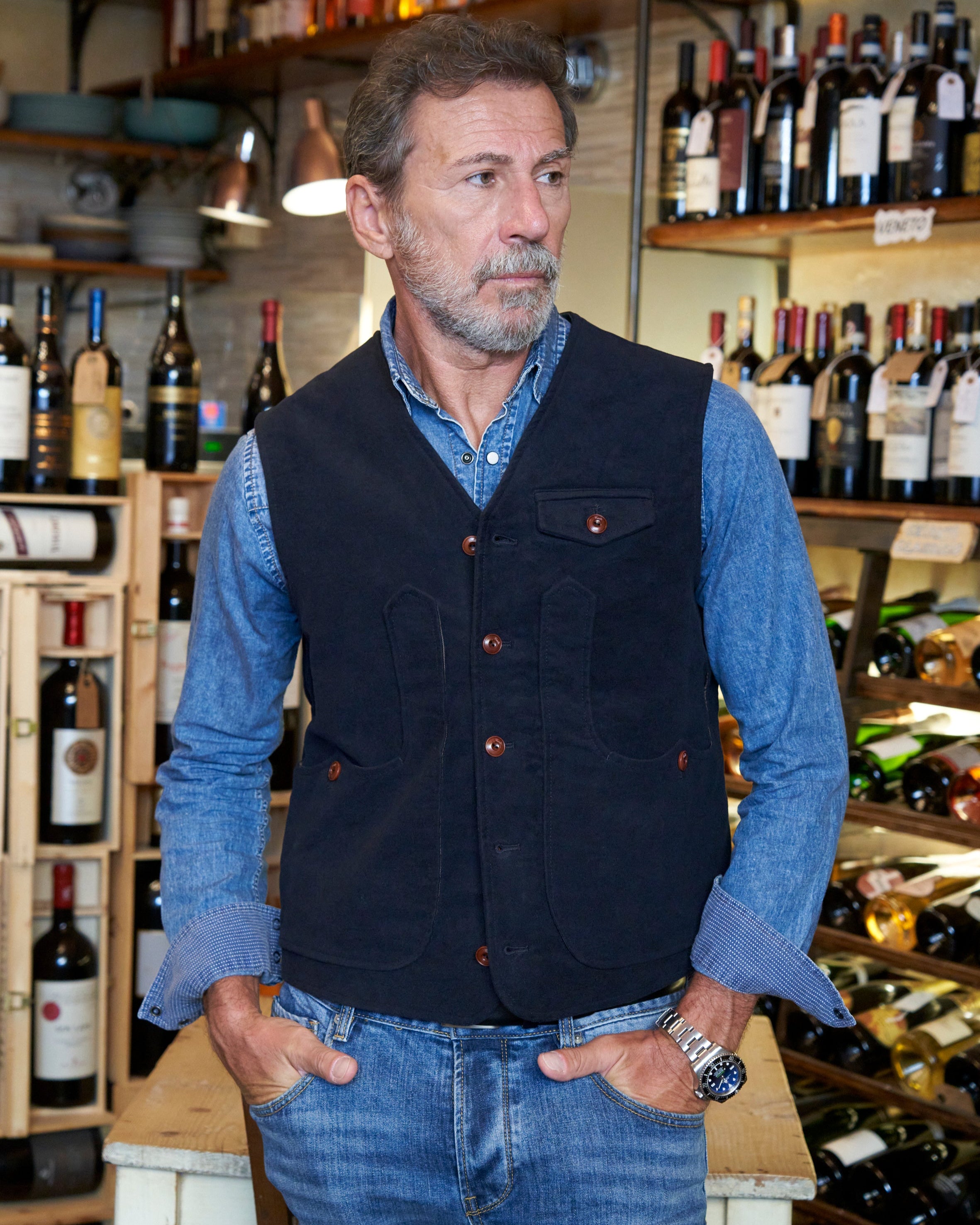 Iconic moleskin cotton vest