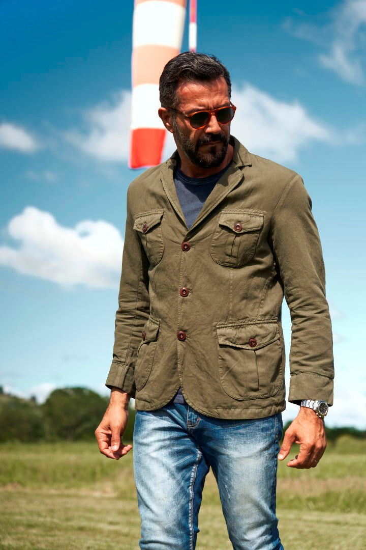 FOUR POCKET JACKET IN COTTON LINEN