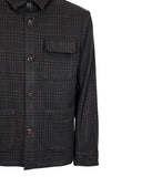Three-pocket check wool overshirt Blue/Green