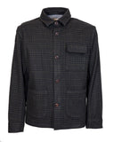 Three-pocket check wool overshirt Blue/Green