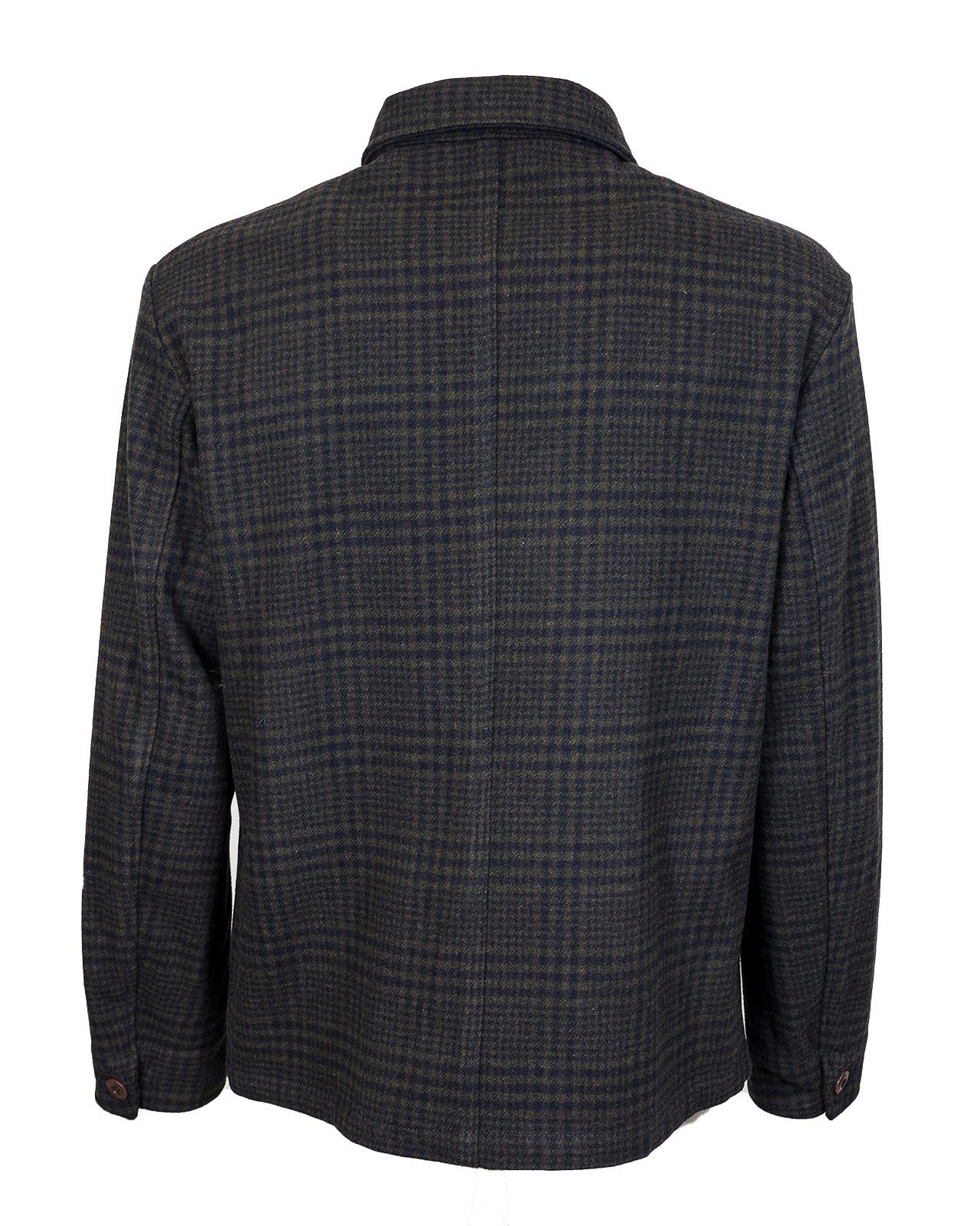Three-pocket check wool overshirt Blue/Green