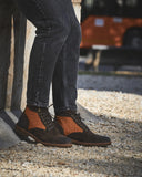 Ankle boot in ancient Casentino leather and wool