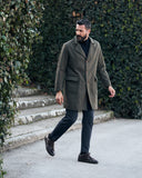 Cappotto monopetto in pura lana con spacco