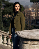 Iconic woman jacket in cotton linen- Green