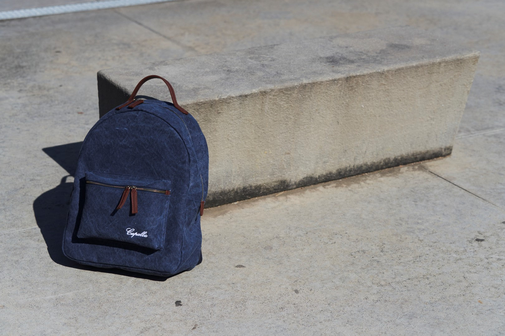 Large Giannutri Backpack in Cotton Canvas - Blue