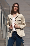 Iconic woman jacket in cotton linen- Green
