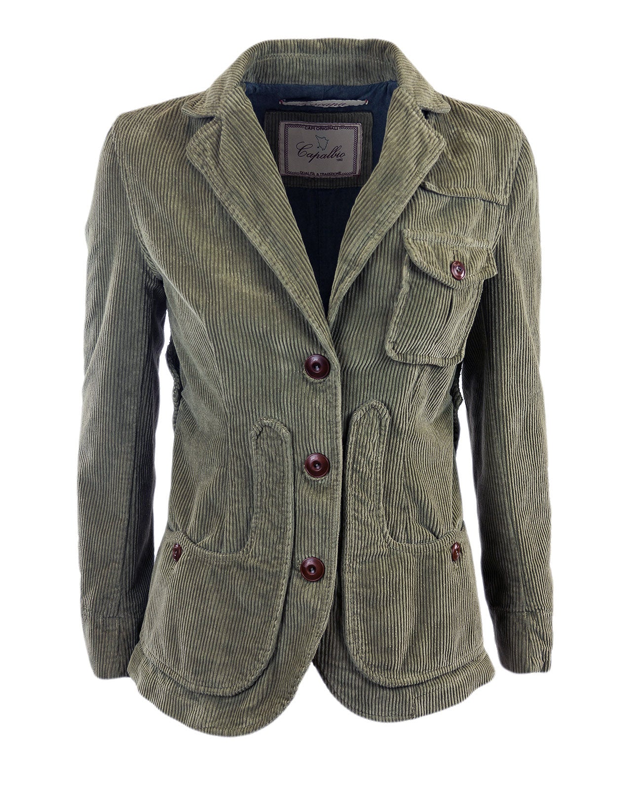 Giacca Donna In Velluto A Coste Corto - Bottoni E Tasche, Modello Primavera/Autunno - Colore (variabile), Taglie S (36) A XL (42)