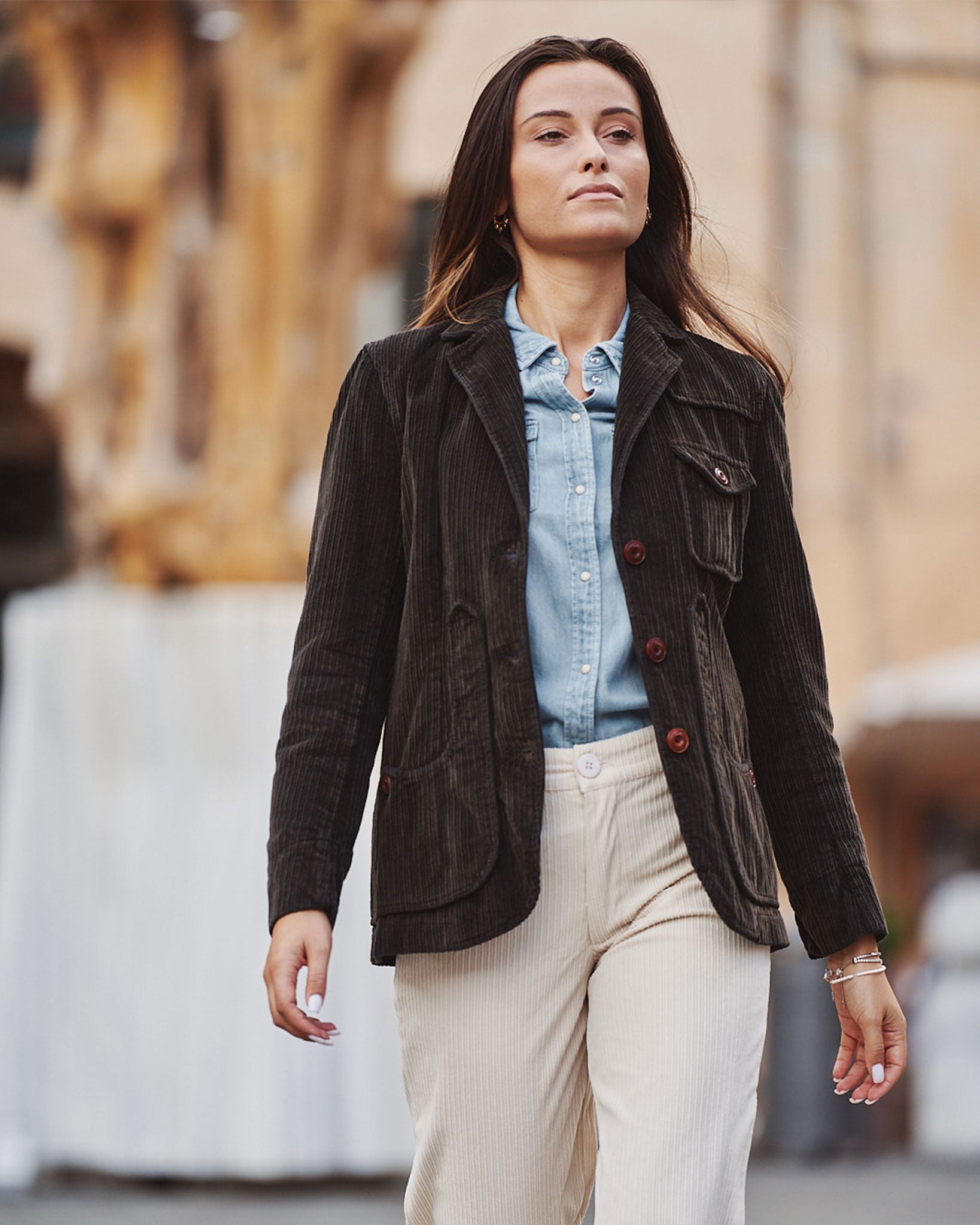 Borsa In Velluto A Coste Con Chiusura Magnetica - Borsa Tote Donna Leggera E Spaziosa - Foto 8