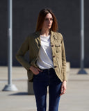 Iconic woman jacket in cotton linen- Green