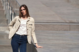 Iconic woman jacket cotton linen- Green