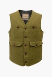 FOUR POCKET VEST IN COTTON LINEN