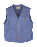 Four pocket vest in linen cotton - Light Blue / Earthenware