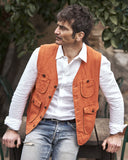 Gilet quattro tasche in cotone lino