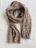 UNISEX TAUPE SCARF IN LINEN AND VISCOSE WITH FRINGES