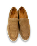 Leather and velvet moccasin