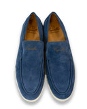Leather and velvet moccasin