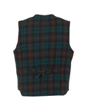 Four-pocket check wool vest