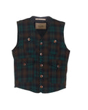 Four-pocket check wool vest