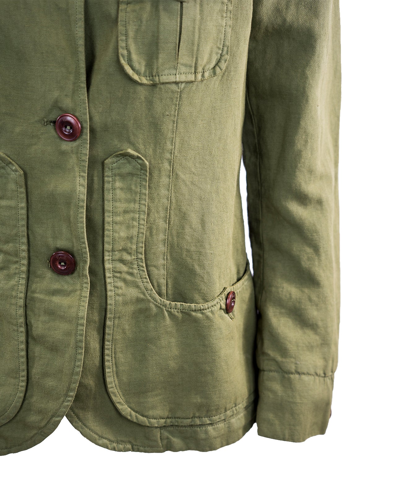 Iconic woman jacket in cotton linen- Green