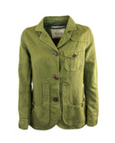 Iconic woman jacket in cotton linen- Green